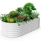 8X4X2 ft Oval Metal Raised Garden Bed for Vegetables and Flowers - On ...