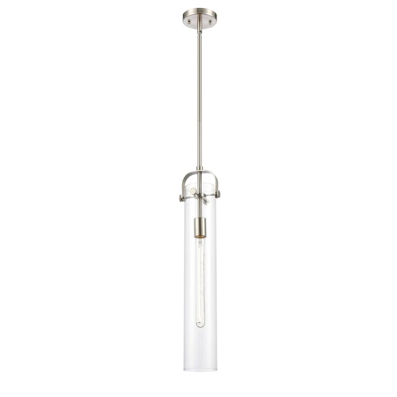 Innovations Lighting Pilaster - 1 Light 4" Stem Hung Pendant - Clear/Satin Nickel