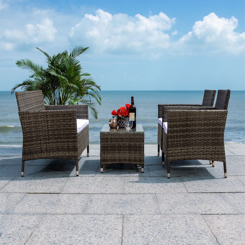 SAFAVIEH Outdoor Tamya 4-Piece Patio Conversation Set - 41W x 31D x 23H