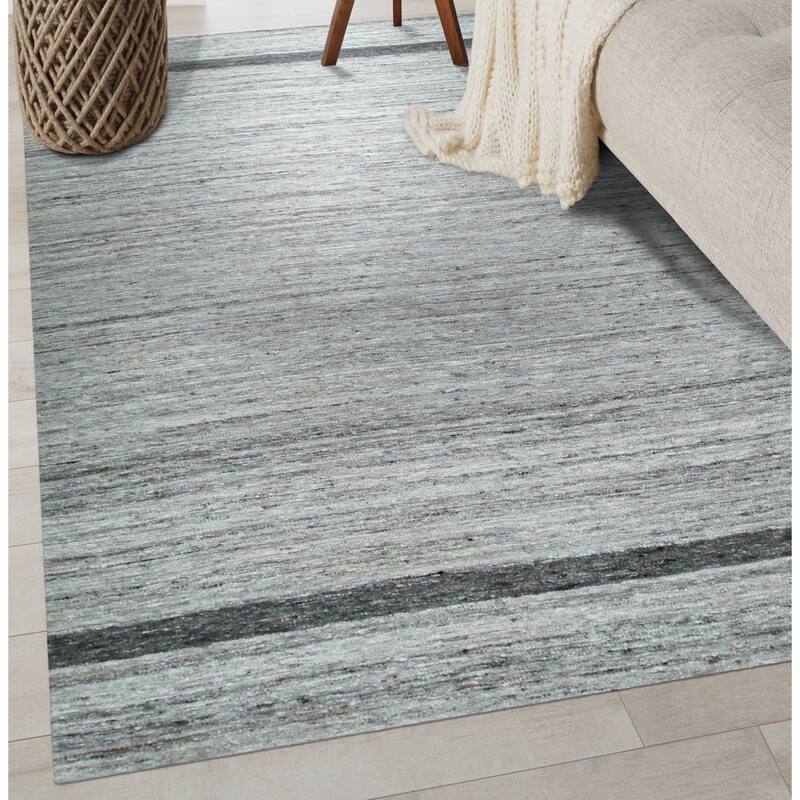 Light Gray Hand-Woven Wool Contemporary Natural Wool Flat Area Rug