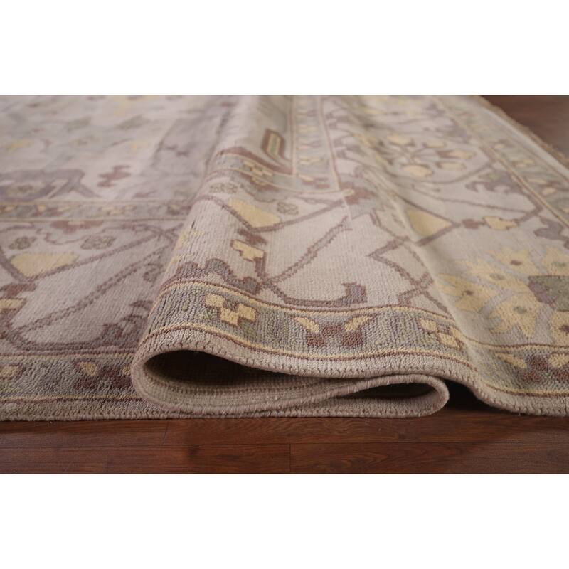 Earth Tone Oushak Indian Large Area Rug Hand-Knotted Wool Carpet - 12'2"x 14'6"