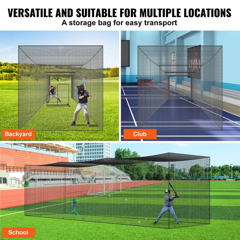 Baseball Batting Netting with Door & Carry Bag, Heavy Duty Enclosed PE Netting, 35FT - 35 feet