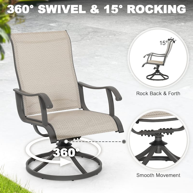 Patio 2-Piece Outdoor Textilene Dining Chairs with Smooth Swivel Design