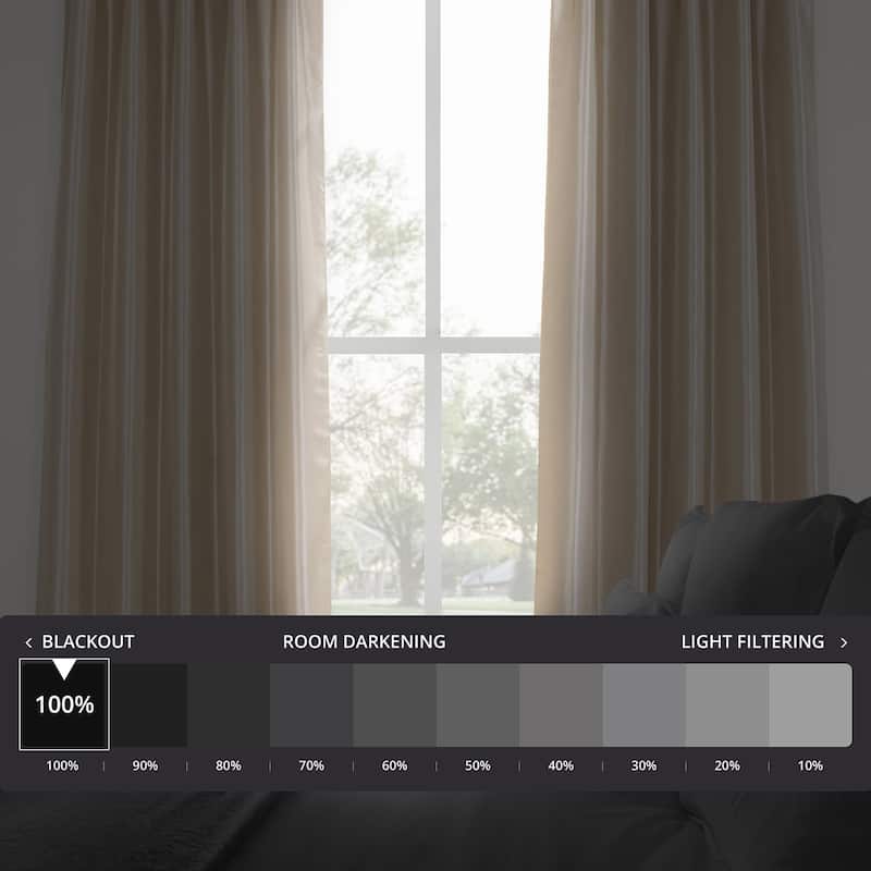 Exclusive Fabrics Faux Silk Taffeta French Pleated Blackout Curtains for Bedroom & Living Room Curtains Single Panel