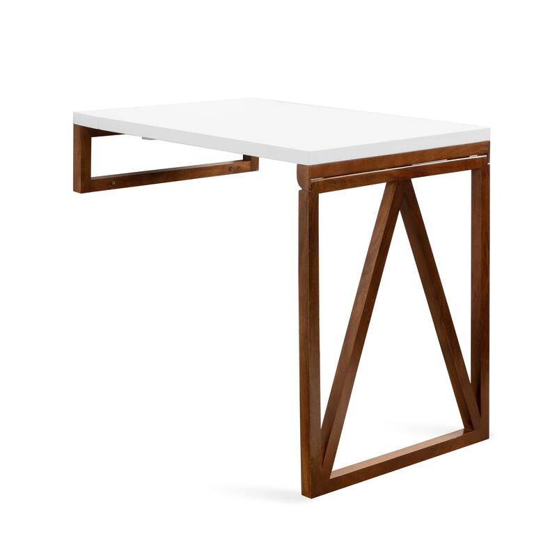 Kate and Laurel Kaya Wood Wall-Mounted Table - 24x33x31 - 24x33x31 - White/Walnut Brown