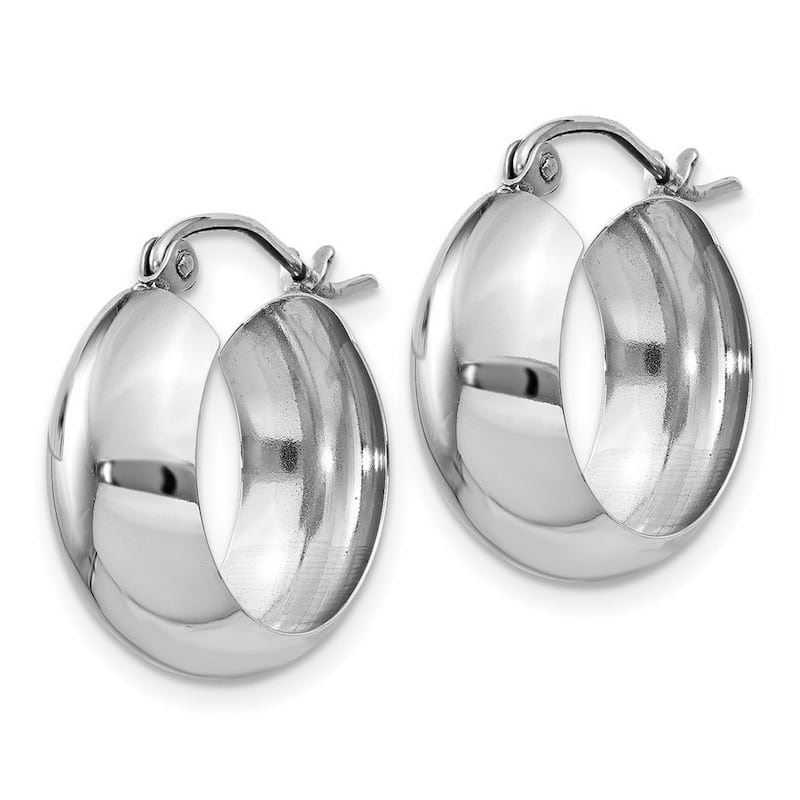 Curata 14k White Gold Polished Wide 17x6mm Hoop Earrings