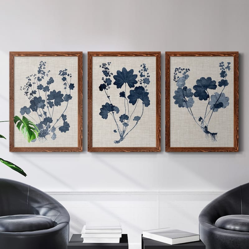 Navy & Linen Leaves II-Premium Framed Canvas - Ready to Hang - Multi-Color