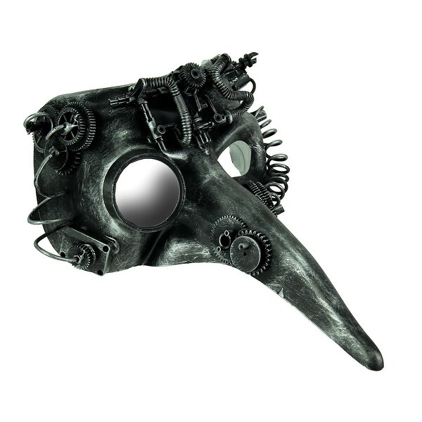 Steamzanni Metallic Silver Long Nose Steampunk Adult Costume Mask 5 X 11 X 9 Inches
