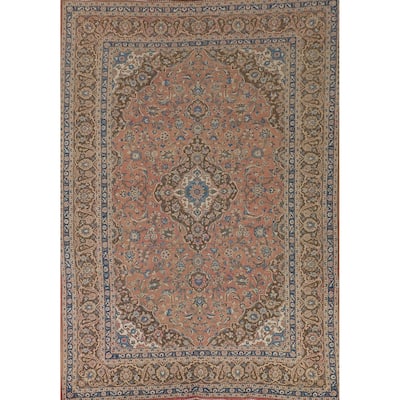 Floral Mashad Persian Vintage Area Rug Hand-Knotted Wool Carpet - 8'0" x 11'2"