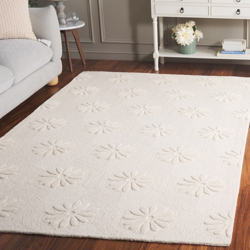 SAFAVIEH Handmade Mykonos Cicilia Modern Wool Rug - 5' x 8' - Ivory