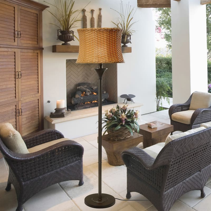 Havenside Home Pocologan 59.5-inch Outdoor and Indoor Basket-weave Floor Lamp - 16.25"L x 16.25"W x 59.5"H