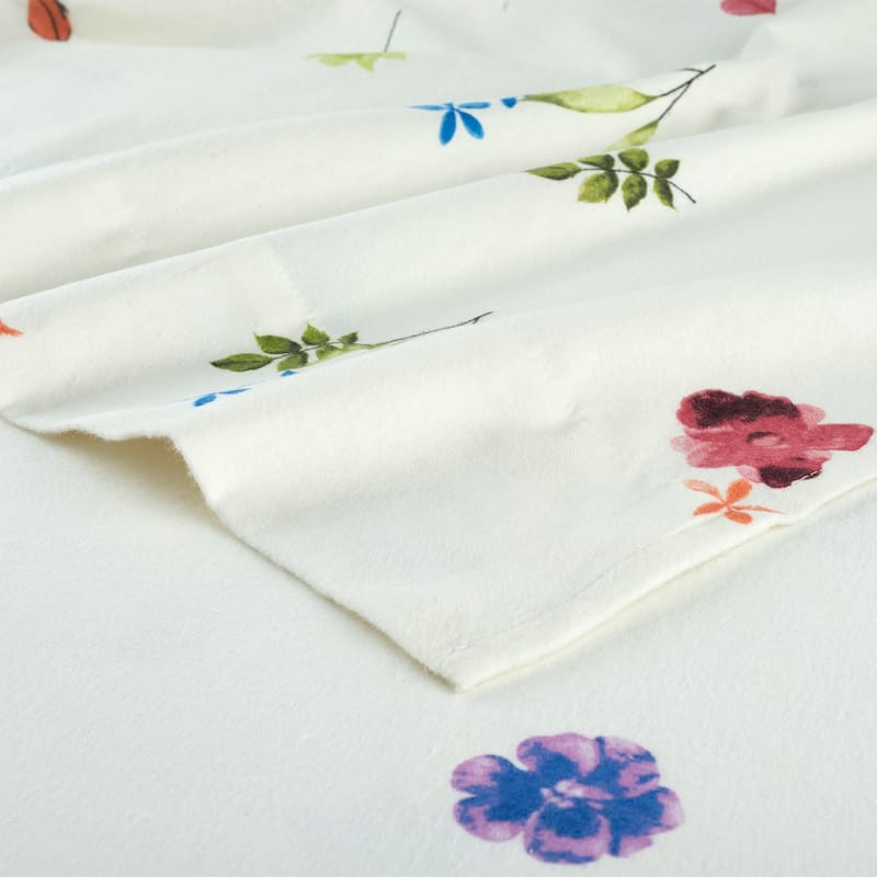 Pointehaven Printed Cotton 180 GSM Deep Pocket Oversized Brushed Flannel Sheet Set