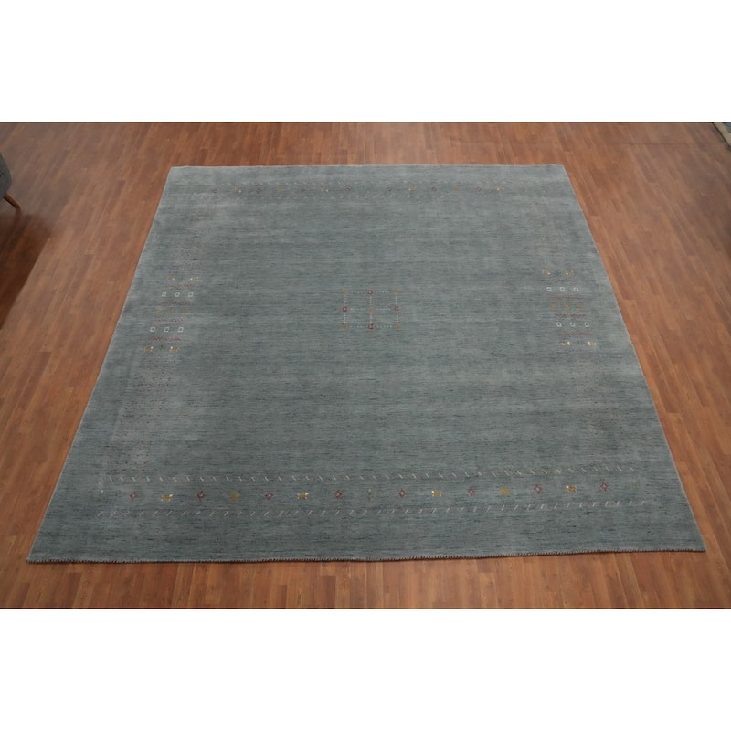 Hand Knotted Oriental 100% Wool Carpet Tribal Animal Pictorial Greys & Charcoal Gabbeh Area Rug - 11' 11'' X 11' 11''