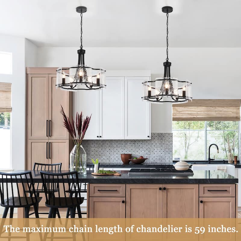18.9inch modern simple design 5 light pendant with flower metal frame and water ripple glass decorative piece for multiple rooms