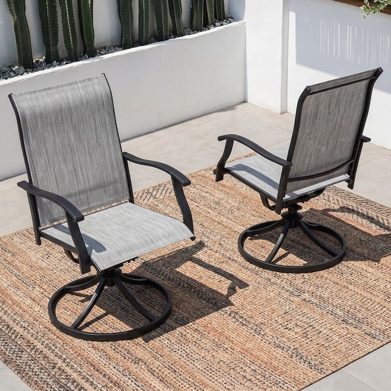 Nuu Garden Swivel Textilene and Iron Outdoor Patio Chairs with Powder-coated Finish