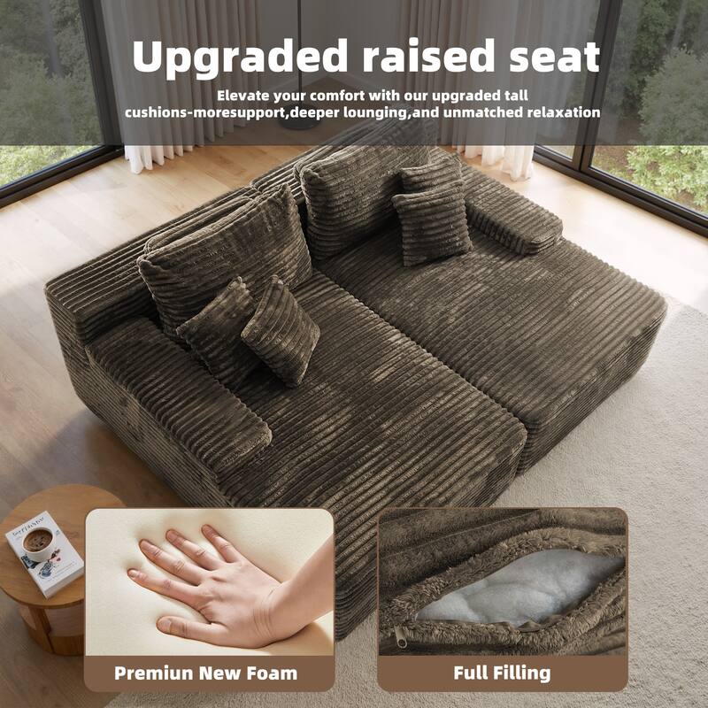 Oversized Upholstered Modular Sectional Chaise Lounge with Pillows