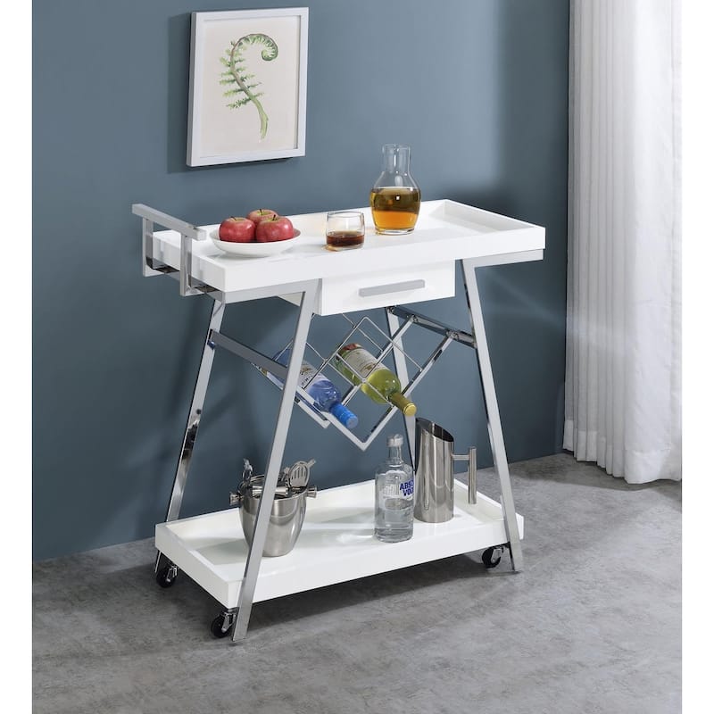Stremler 2-tier Bar Cart with Storage Drawer