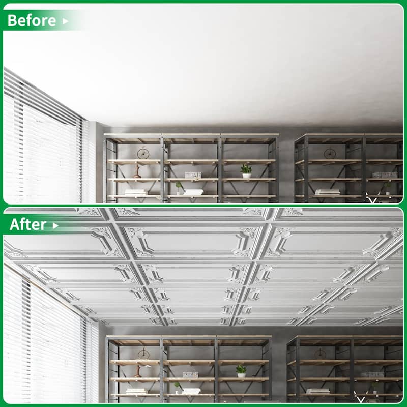 Art3d 12-Pack 24"x48" PVC 3D Wall Panel & Drop Ceiling Tiles, Cover 96 Sq.Ft.