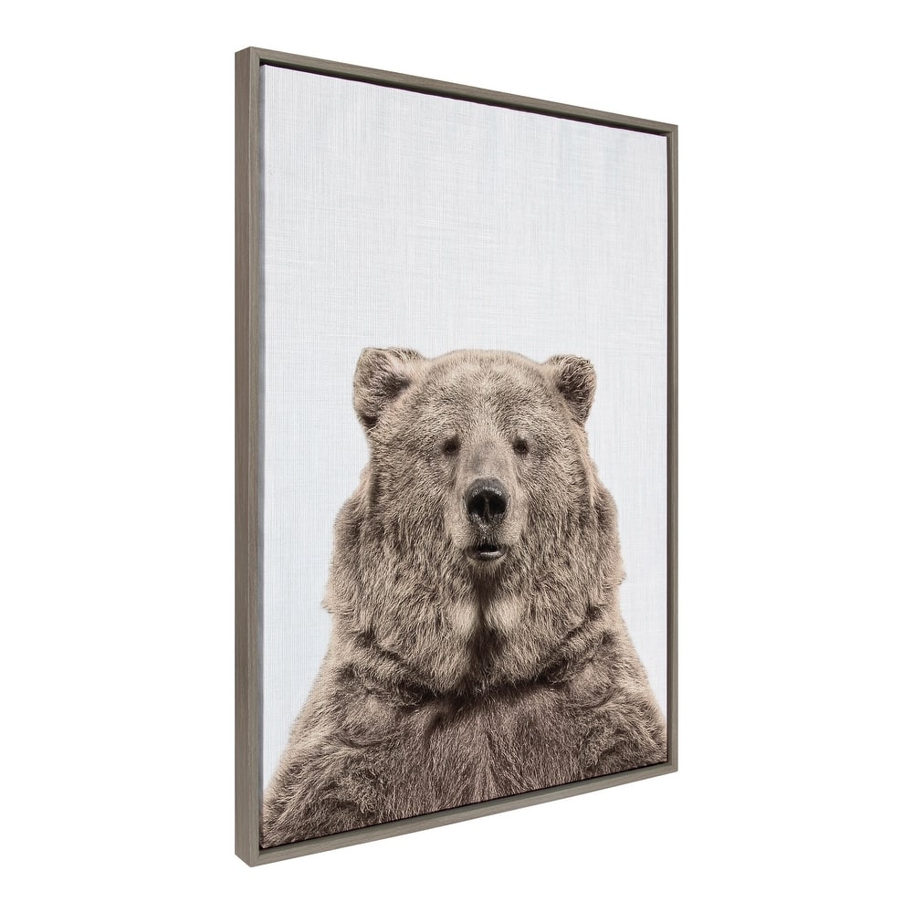 Kate and Laurel Sylvie Bear European Color Framed Canvas by Simon Te