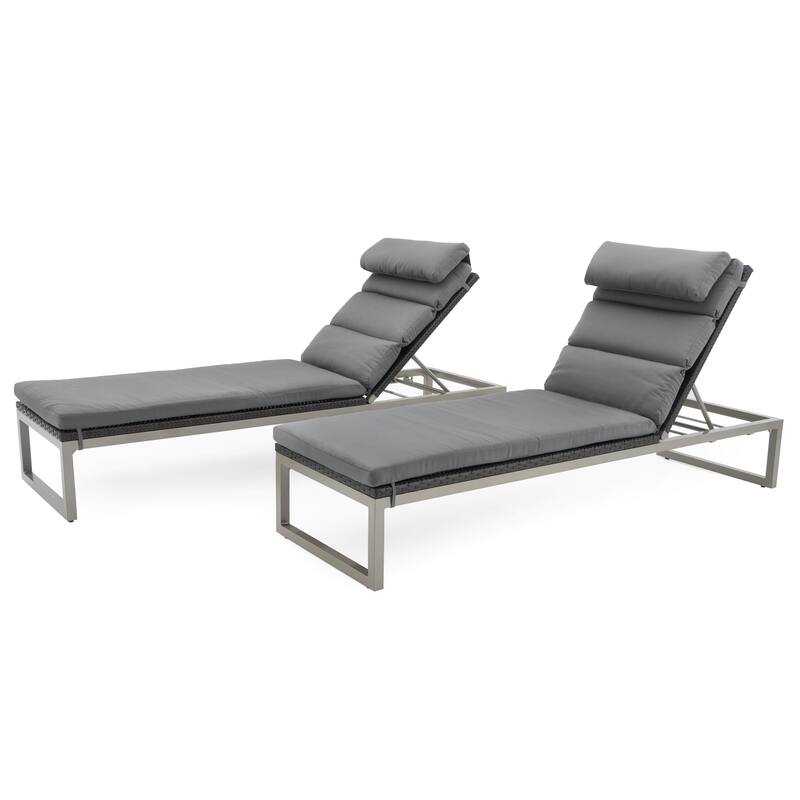 Milo 2 Piece Sunbrella Outdoor Patio Espresso Chaise Lounges