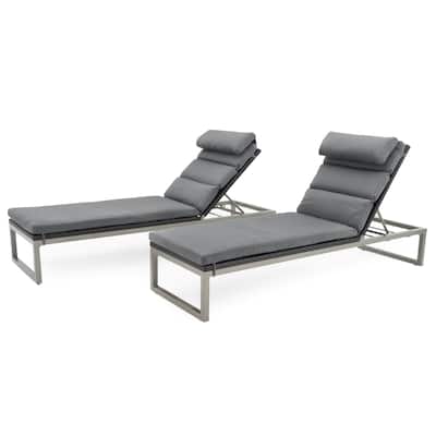 Milo 2 Piece Sunbrella Outdoor Patio Espresso Chaise Lounges