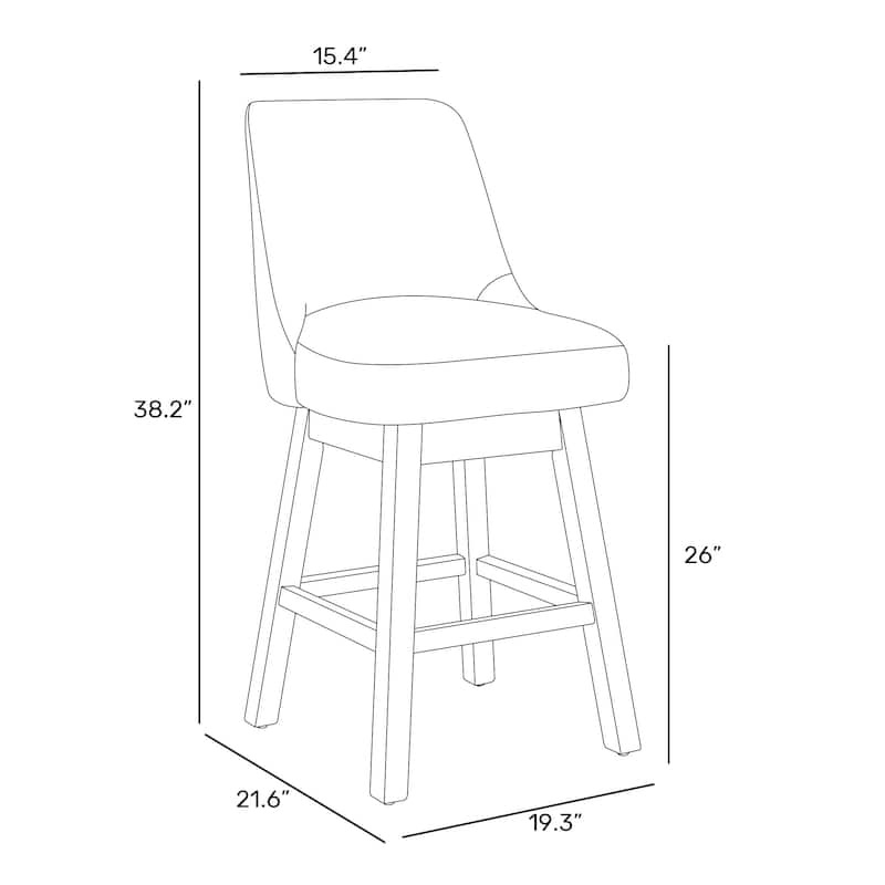 Boucle Polyester Upholstered Swivel Counter Stool - Foot Glides