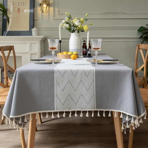 Gray top rectangle tablecloth