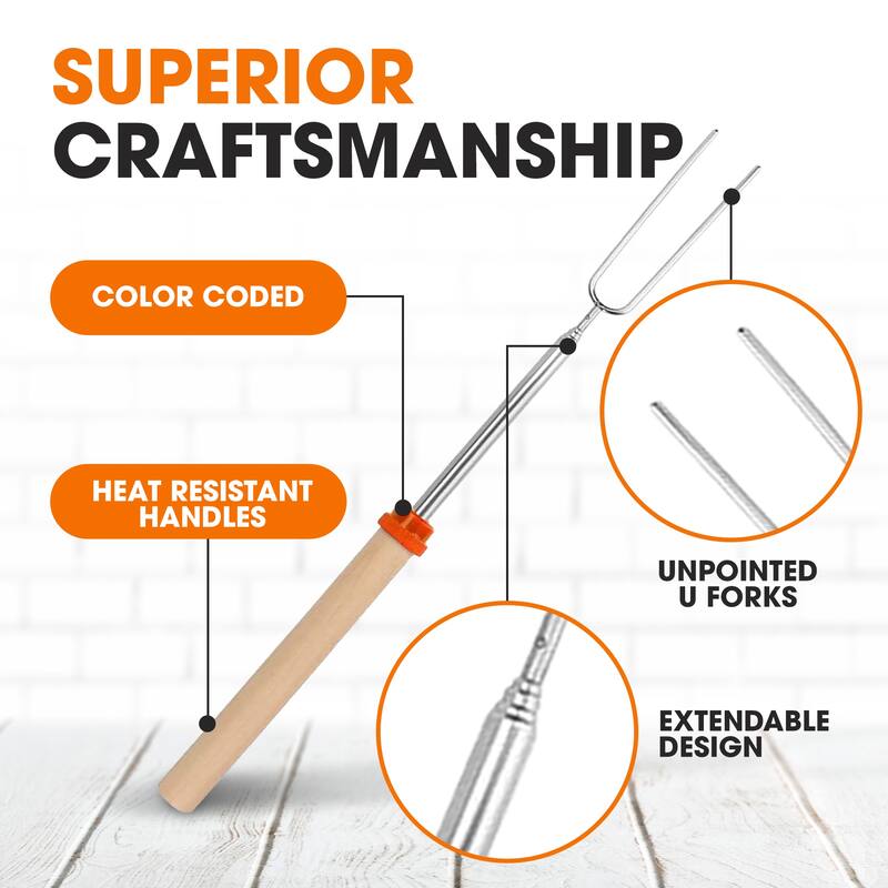 Cheer Collection 8 Piece Marshmallow Roasting Stick Set with Bag