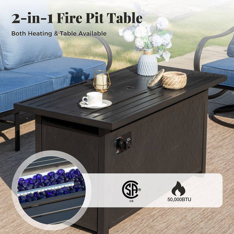 MAISON ARTS Patio Furniture Set 4/6-Piece Outdoor Conversation Set with Gas Fire Pit Table