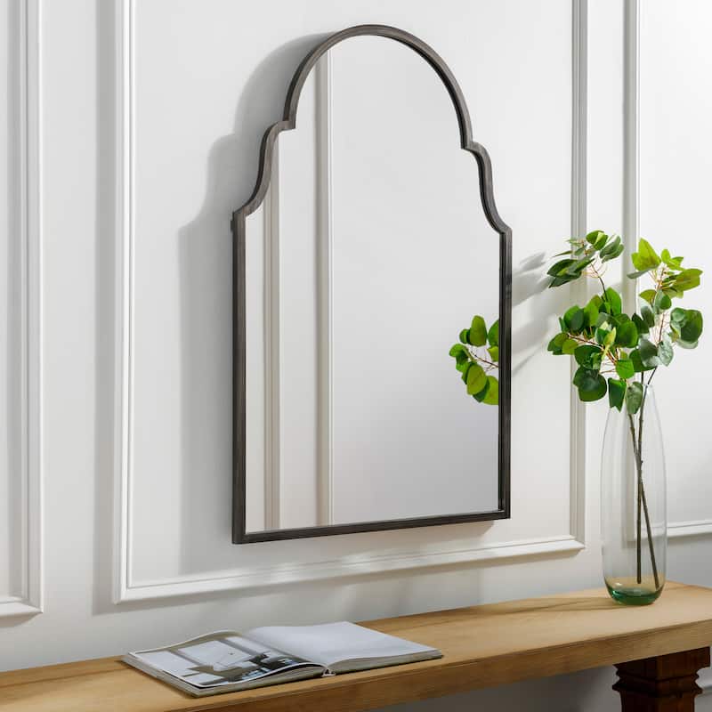 Reyansh Antiqued Silver Arched Wall Mirror - 28.3" x 43.3"