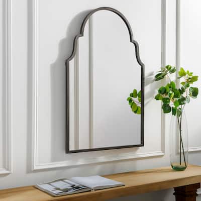 Reyansh Antiqued Silver Arched Wall Mirror - 28.3" x 43.3"