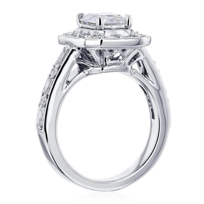 Annello by Kobelli 10K Gold Moissanite The Daisy Art Deco Emerald Engagement Ring (HI/VS, HI/I, HI/I)