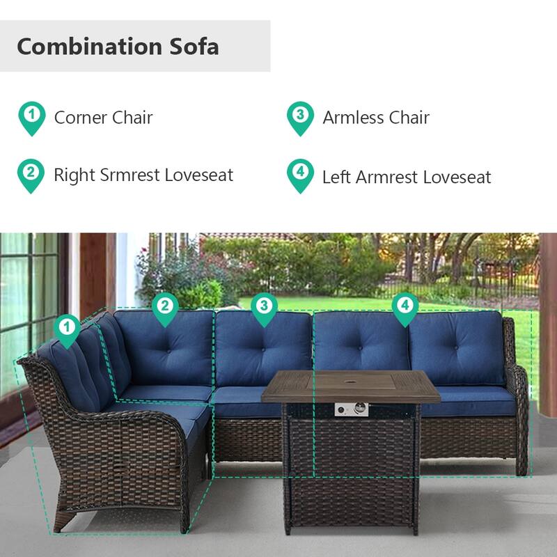 Gymojoy Wicker Outdoor Patio Furniture Sets with Fire Pit Table