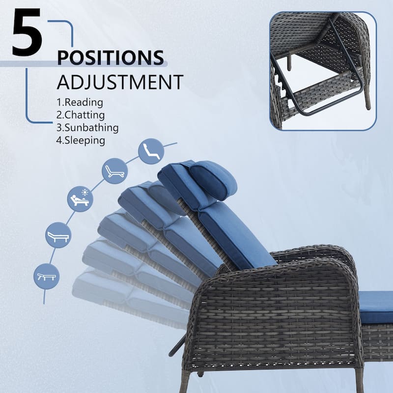 Patio Chaise Lounge with Cushion