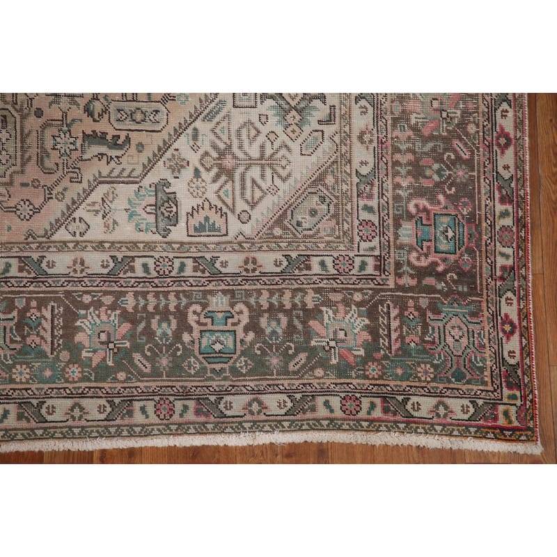 Handmade Distressed Tabriz Persian Rug Antique Living Room Wool Carpet - 6'5" x 9'7"