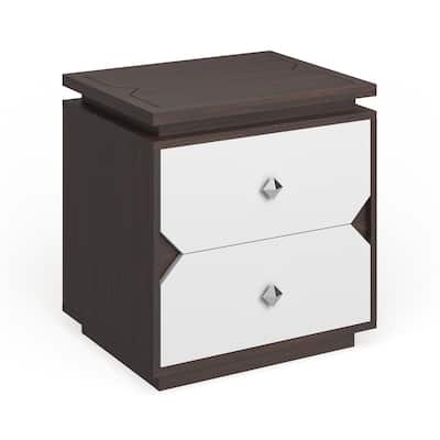 Tarris Contemporary Walnut 20-inch 2-Drawer Side Table by Furniture of America