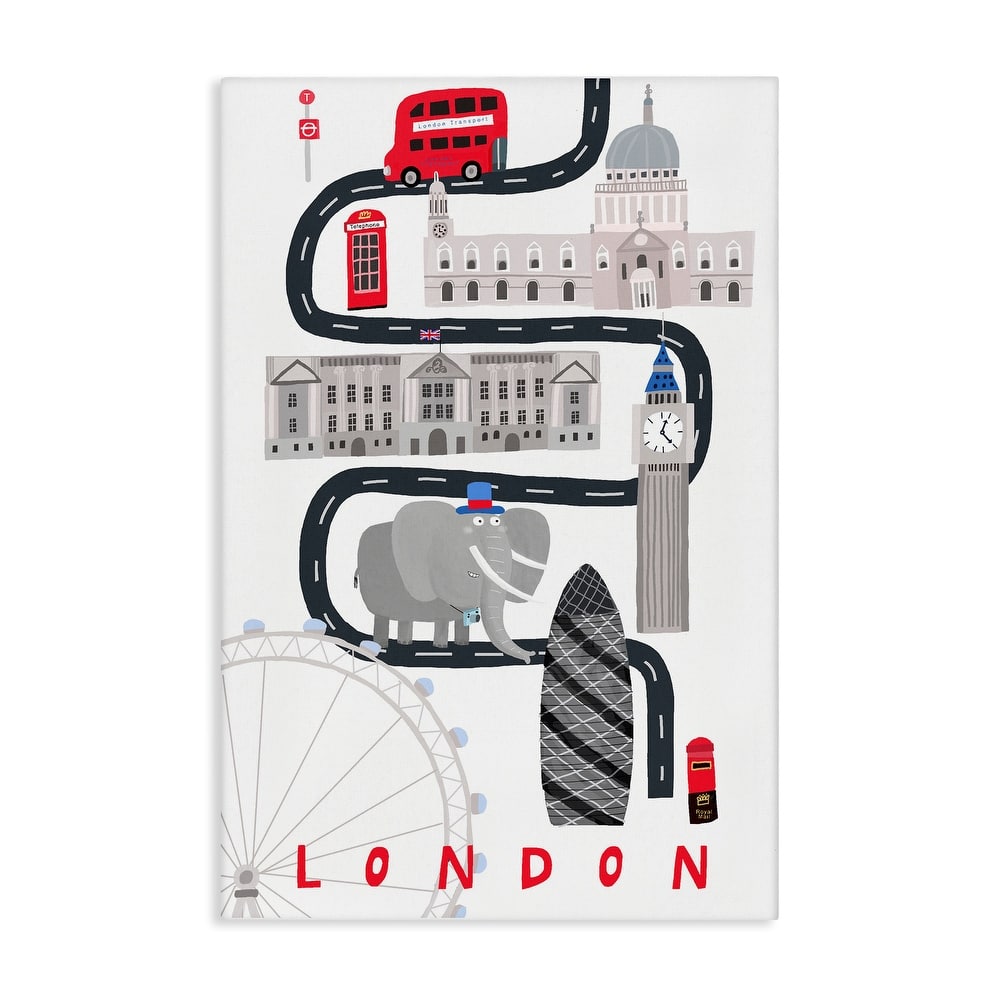 Stupell London Whimsical Travel City Canvas Wall Art Design By Carla Daly