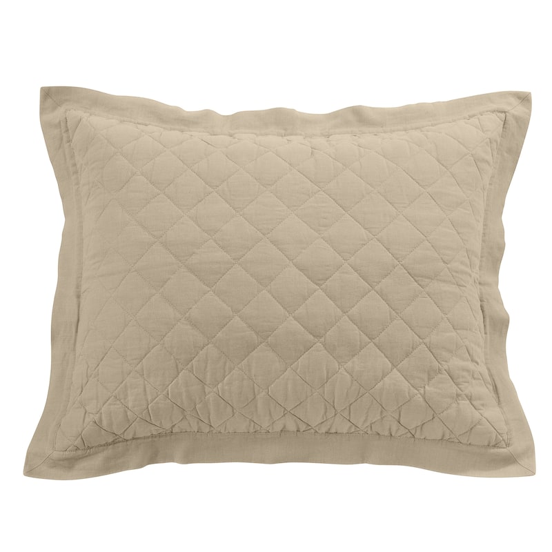 HiEnd Accents Diamond Pattern Linen Cotton Diamond Quilted Pillow Sham, 1PC