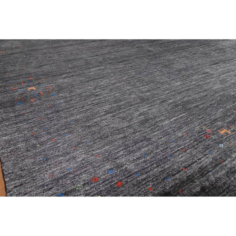 Gabbeh Oriental Area Rug Handmade Tribal Grey Silk Carpet - 8'11" x 11'11"