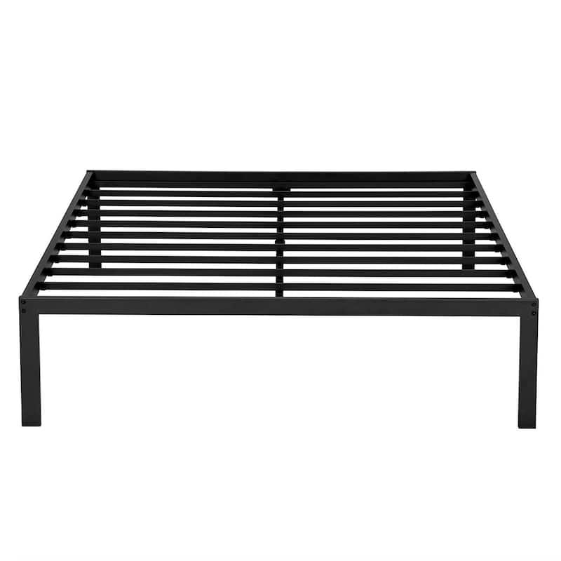 16-Inch-High Queen Metal Platform Bed Frame with Steel Slats and Storage No Box Spring Needed
