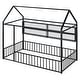 preview thumbnail 1 of 70, Metal Floor House Bed Frame with Fence and Shelves Black - Twin