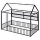 preview thumbnail 4 of 25, Twin Size Metal Bed House Bed Frame with Fence and Shelves, Black