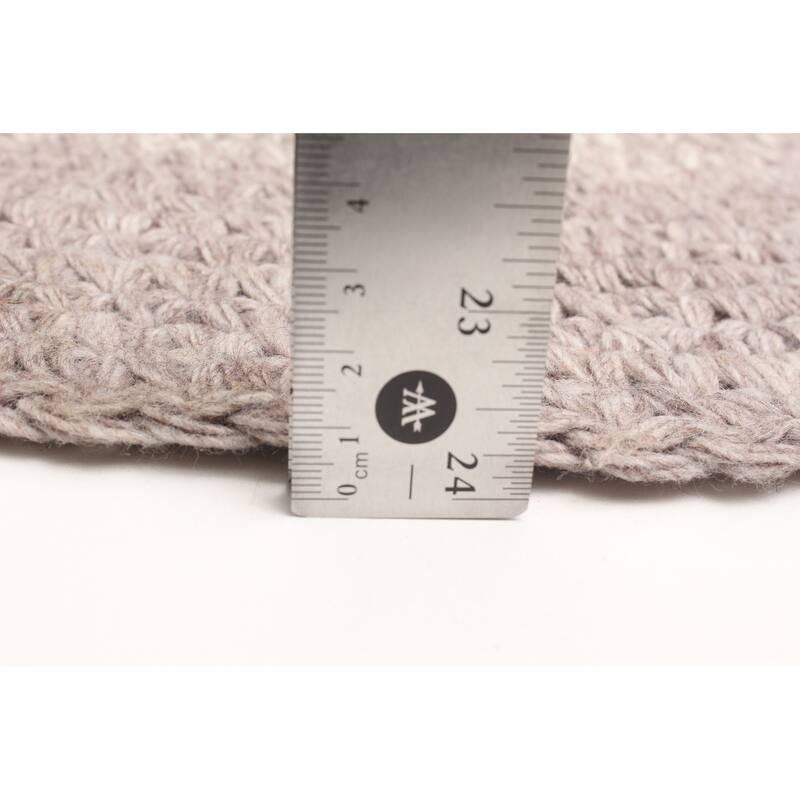 ECARPETGALLERY Braid weave Sienna Ivory Wool Rug - 4'0 x 4'0