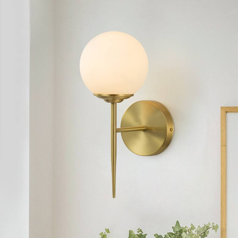 Modern Brass Single Matte Glass Wall Light - Brass