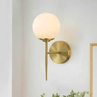 Modern Brass Single Matte Glass Wall Light