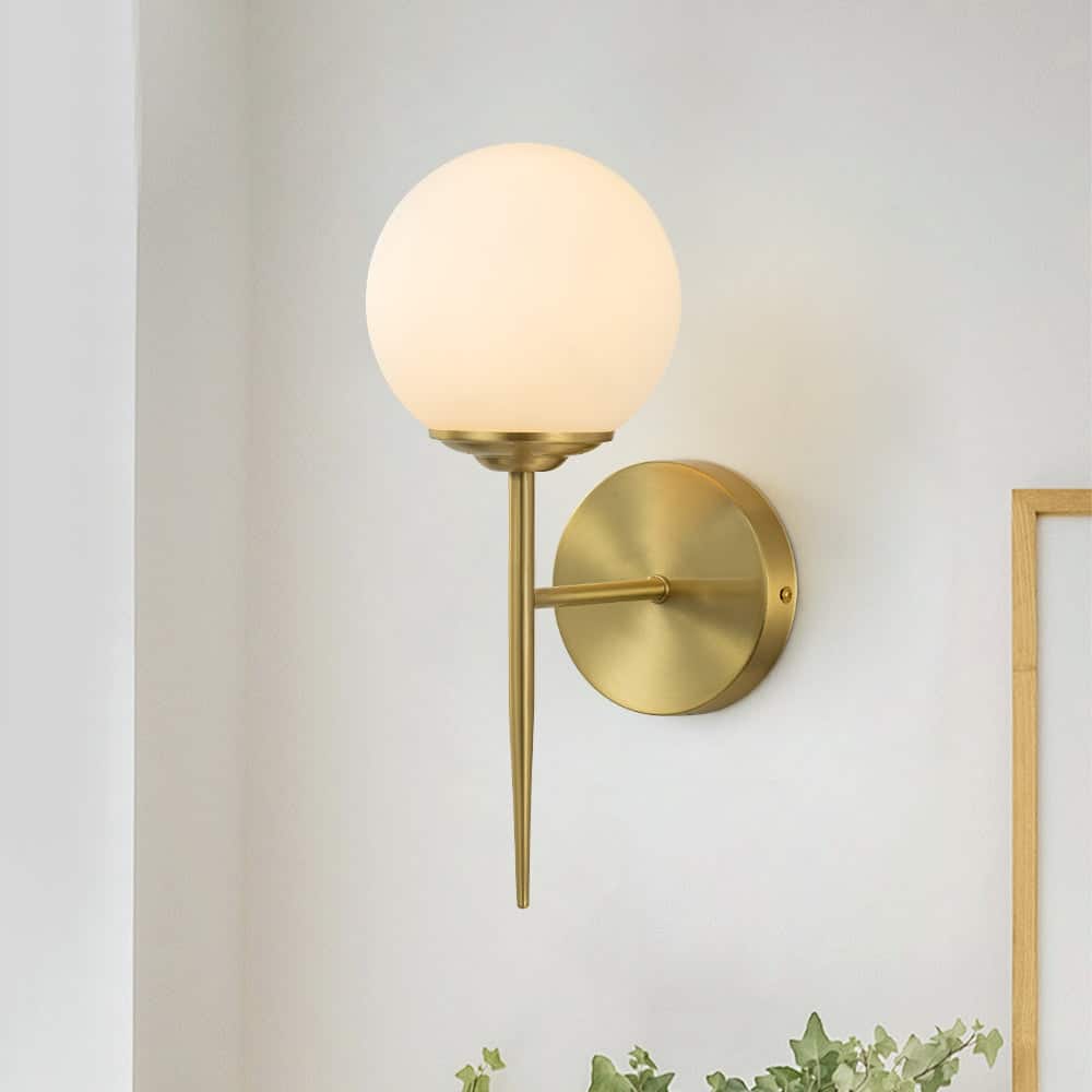 Modern Brass Single Matte Glass Wall Light