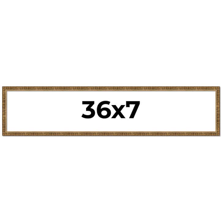 36x7 Frame Black Real Wood Picture Frame Kingsley Gold Distressed Photo Frame with UV Acrylic Foam Board Backing &