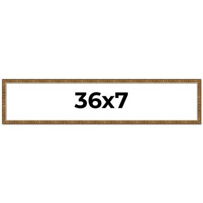 36x7 Frame Black Real Wood Picture Frame Kingsley Gold Distressed Photo Frame with UV Acrylic Foam Board Backing &