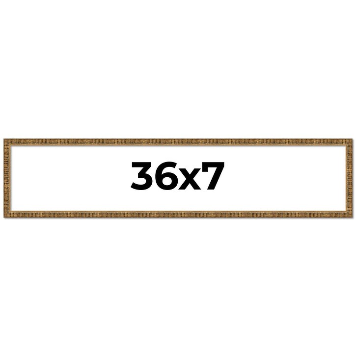 36x7 Frame Black Real Wood Picture Frame Kingsley Gold Distressed Photo Frame with UV Acrylic Foam Board Backing &