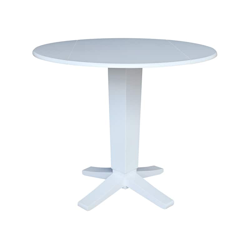 42 in Round Dual Drop Leaf Pedestal Counter Height Dining Table - White